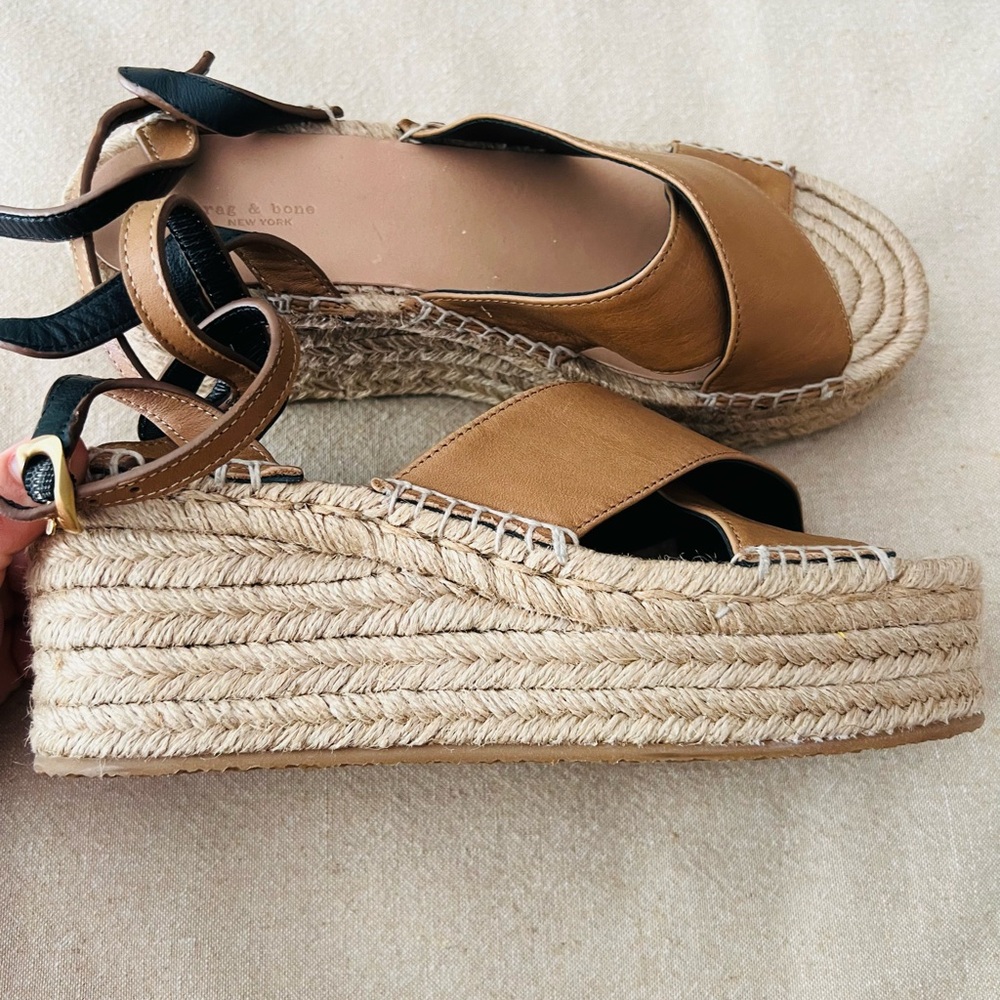 Rag & Bone Hera Espadrille Wedge Sandal Size 39 US 9 in Cigar Tan Brown - Picture 5 of 10
